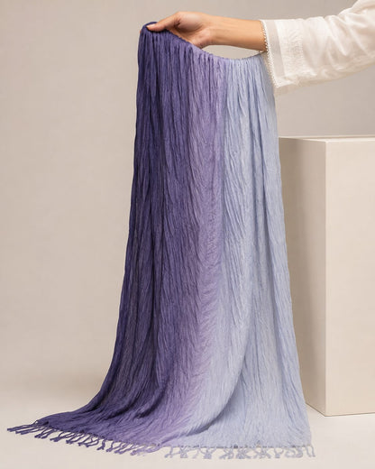 Crinkled Ombre 1 Piece Soft Wool Scarf