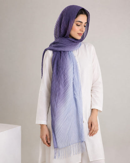 Crinkled Ombre 1 Piece Soft Wool Scarf