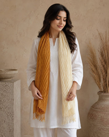 Crinkled Ombre 1 Piece Soft Wool Scarf