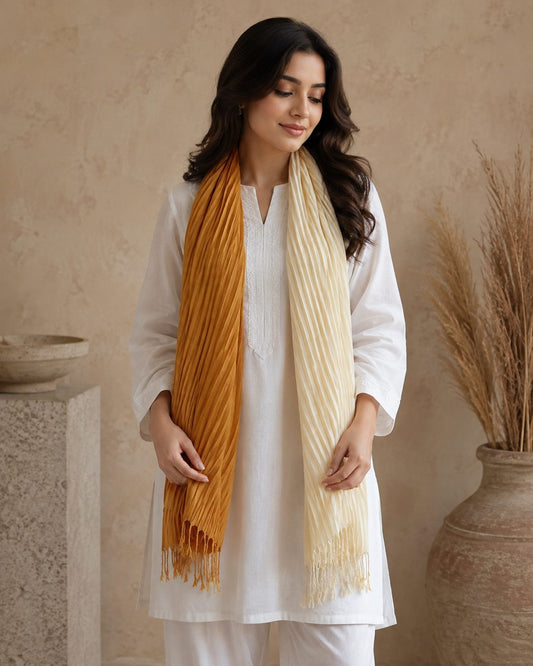 Crinkled Ombre 1 Piece Soft Wool Scarf