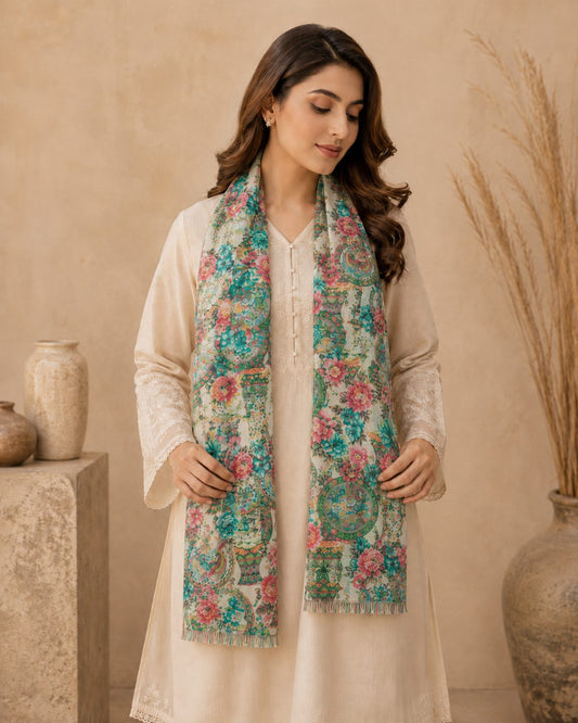Garden Digital Print 1 Piece Cotton lawn Scarf