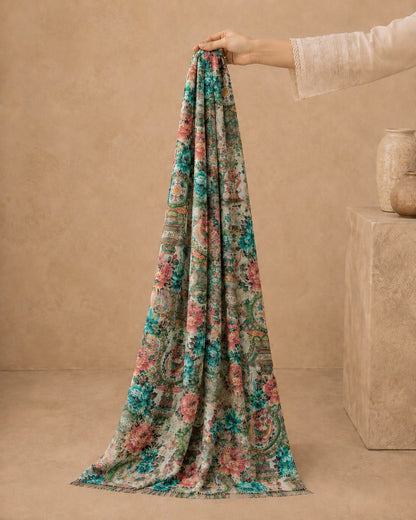 Garden Digital Print 1 Piece Cotton lawn Scarf