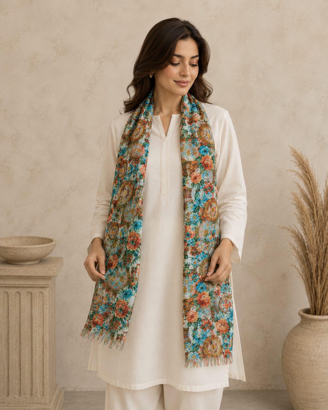 Garden Digital Print 1 Piece Cotton lawn Scarf