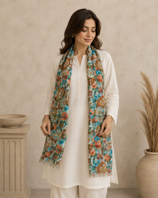 Garden Digital Print 1 Piece Cotton lawn Scarf
