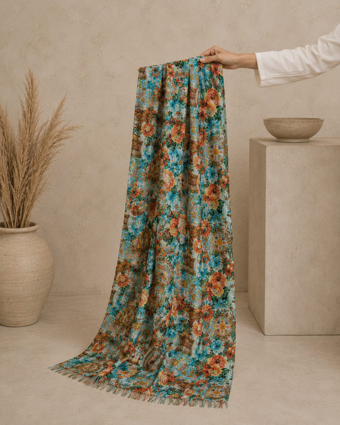 Garden Digital Print 1 Piece Cotton lawn Scarf
