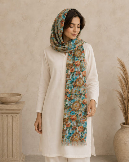 Garden Digital Print 1 Piece Cotton lawn Scarf