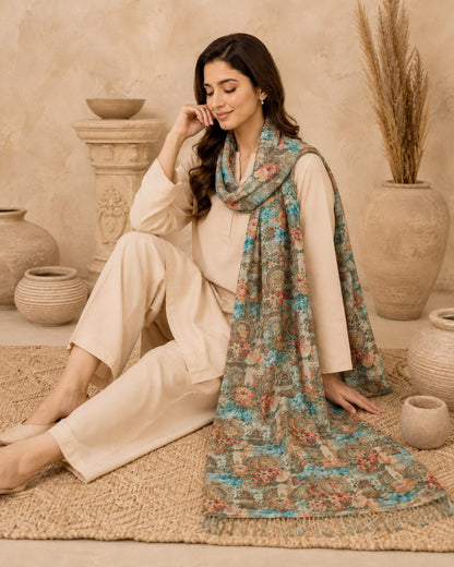 Garden Digital Print 1 Piece Cotton lawn Scarf