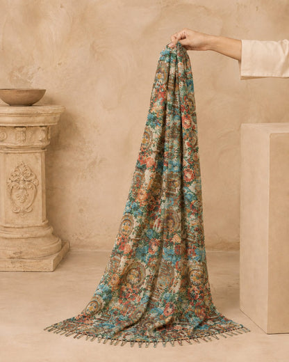 Garden Digital Print 1 Piece Cotton lawn Scarf