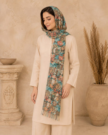 Garden Digital Print 1 Piece Cotton lawn Scarf