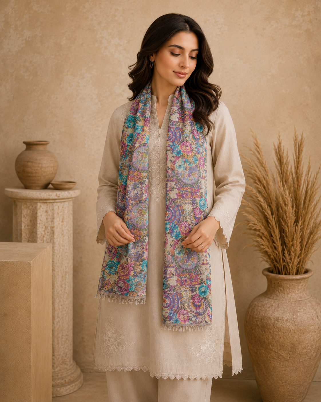 Garden Digital Print 1 Piece Cotton lawn Scarf