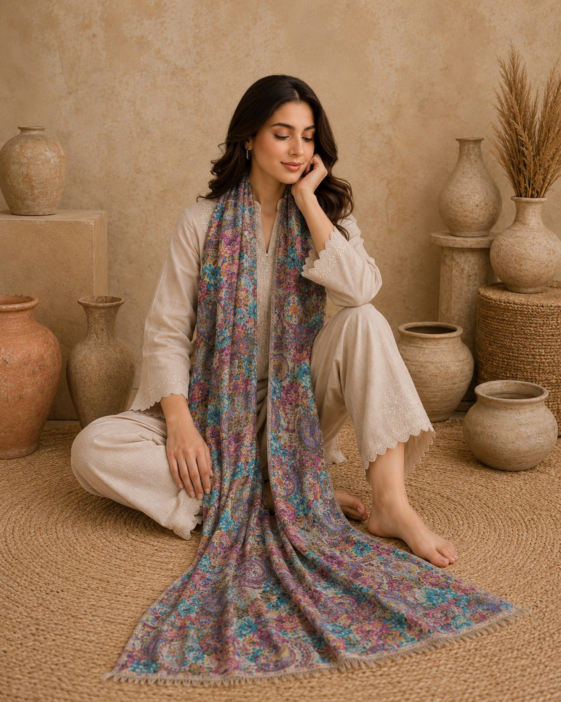 Garden Digital Print 1 Piece Cotton lawn Scarf