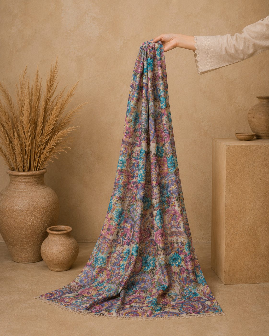 Garden Digital Print 1 Piece Cotton lawn Scarf