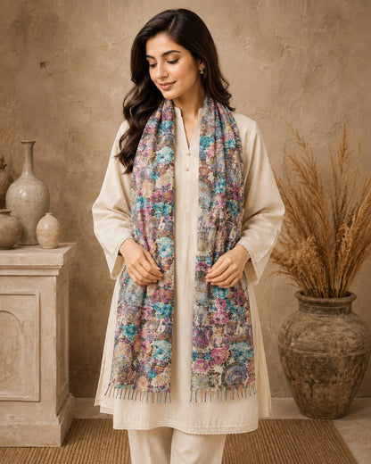 Garden Digital Print 1 Piece Cotton lawn Scarf