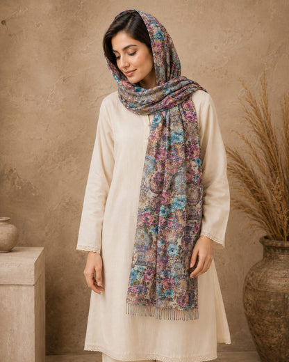Garden Digital Print 1 Piece Cotton lawn Scarf
