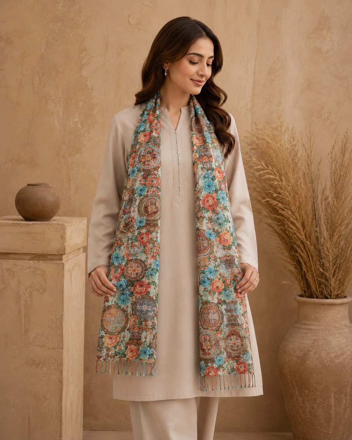 Garden Digital Print 1 Piece Cotton lawn Scarf