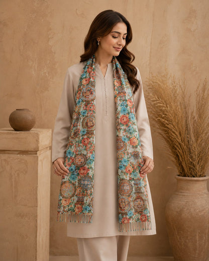 Garden Digital Print 1 Piece Cotton lawn Scarf