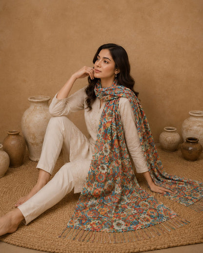 Garden Digital Print 1 Piece Cotton lawn Scarf