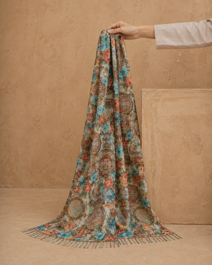 Garden Digital Print 1 Piece Cotton lawn Scarf