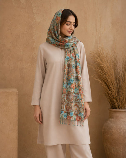 Garden Digital Print 1 Piece Cotton lawn Scarf