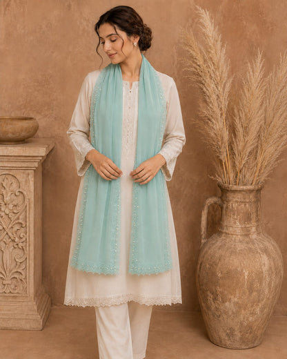 Elegant Pearl  1 piece lawn Scarf