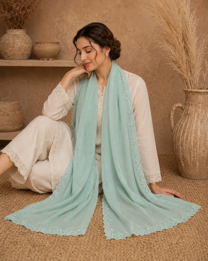 Elegant Pearl  1 piece lawn Scarf
