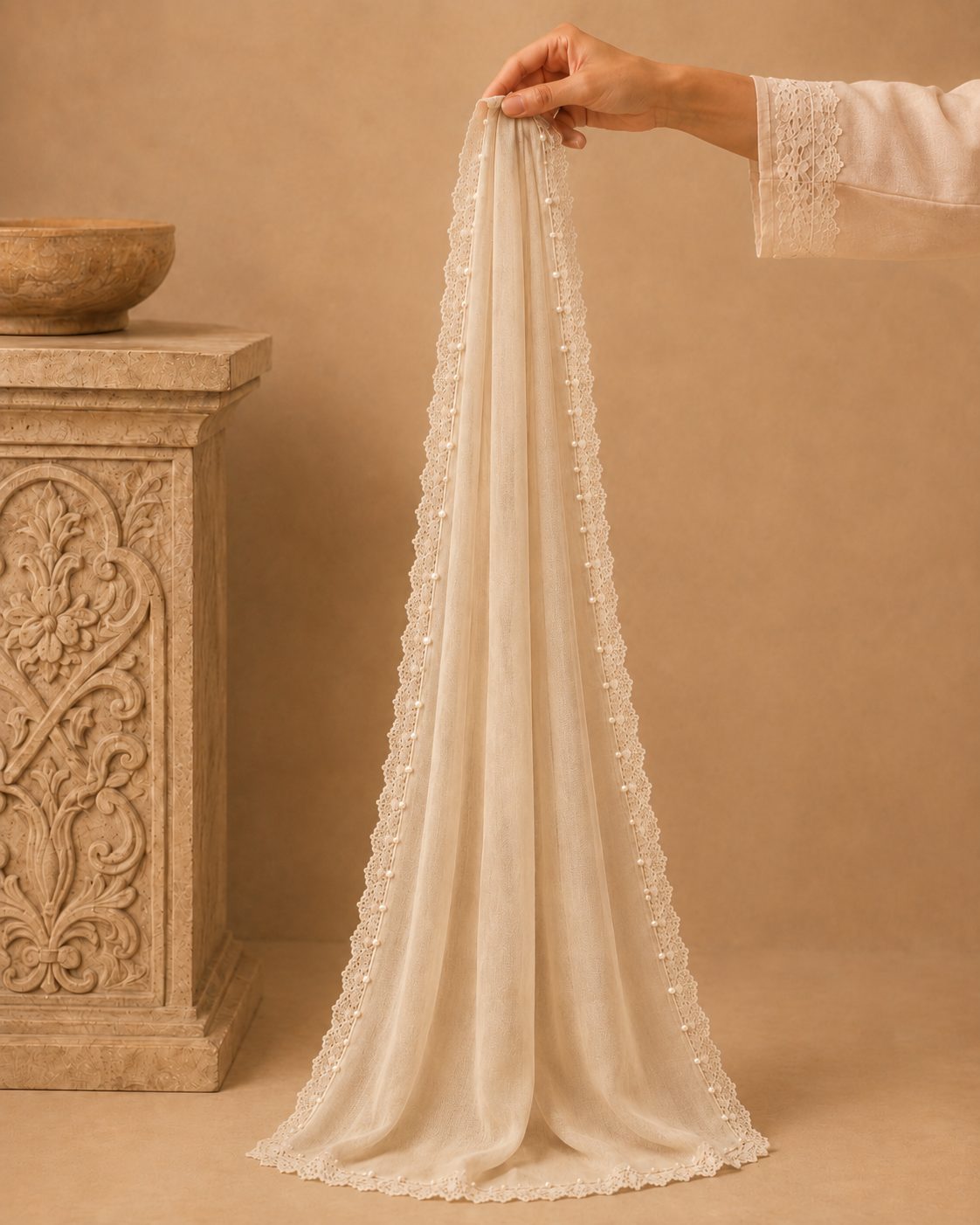Elegant Pearl  1 piece lawn Scarf