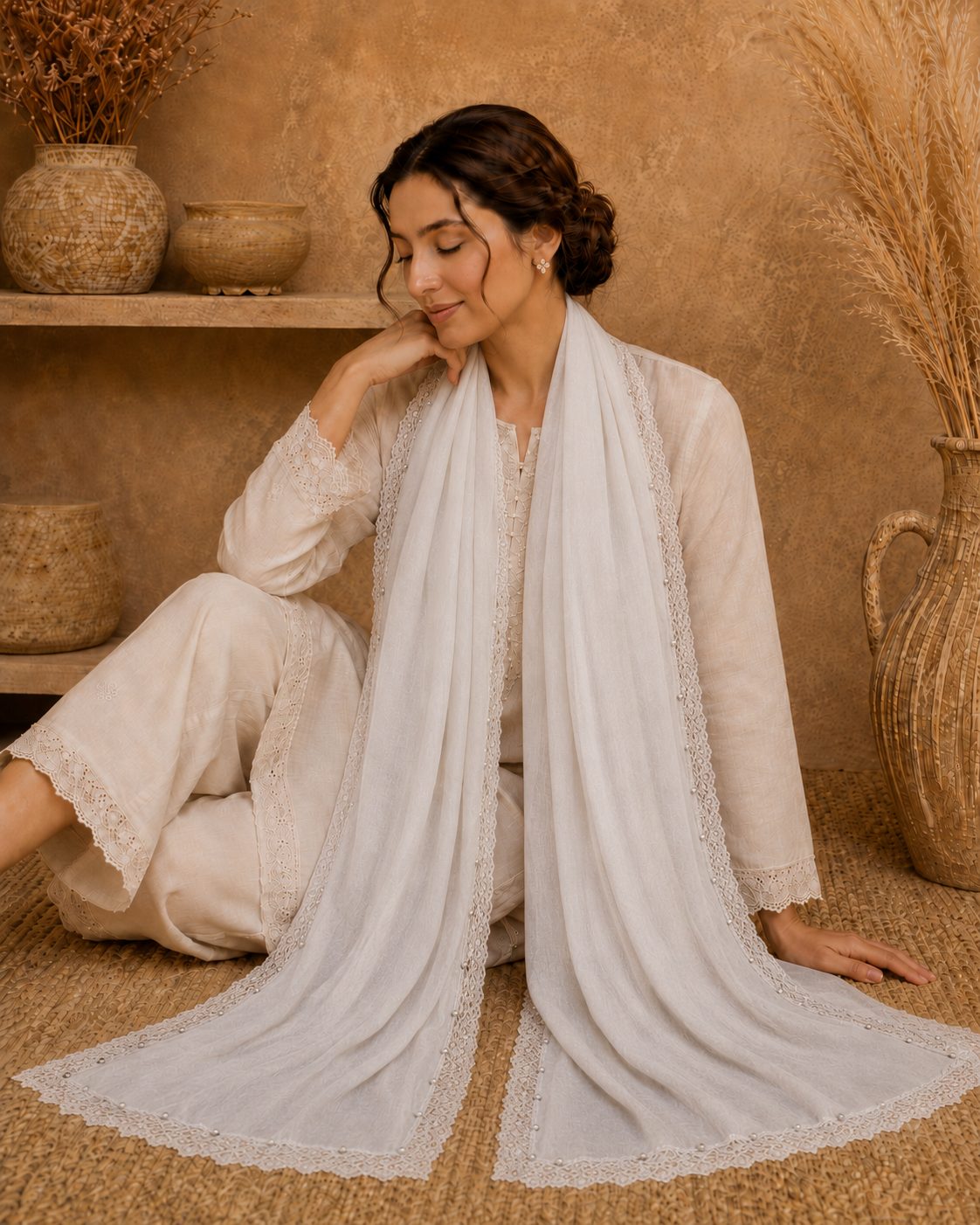 Elegant Pearl  1 piece lawn Scarf