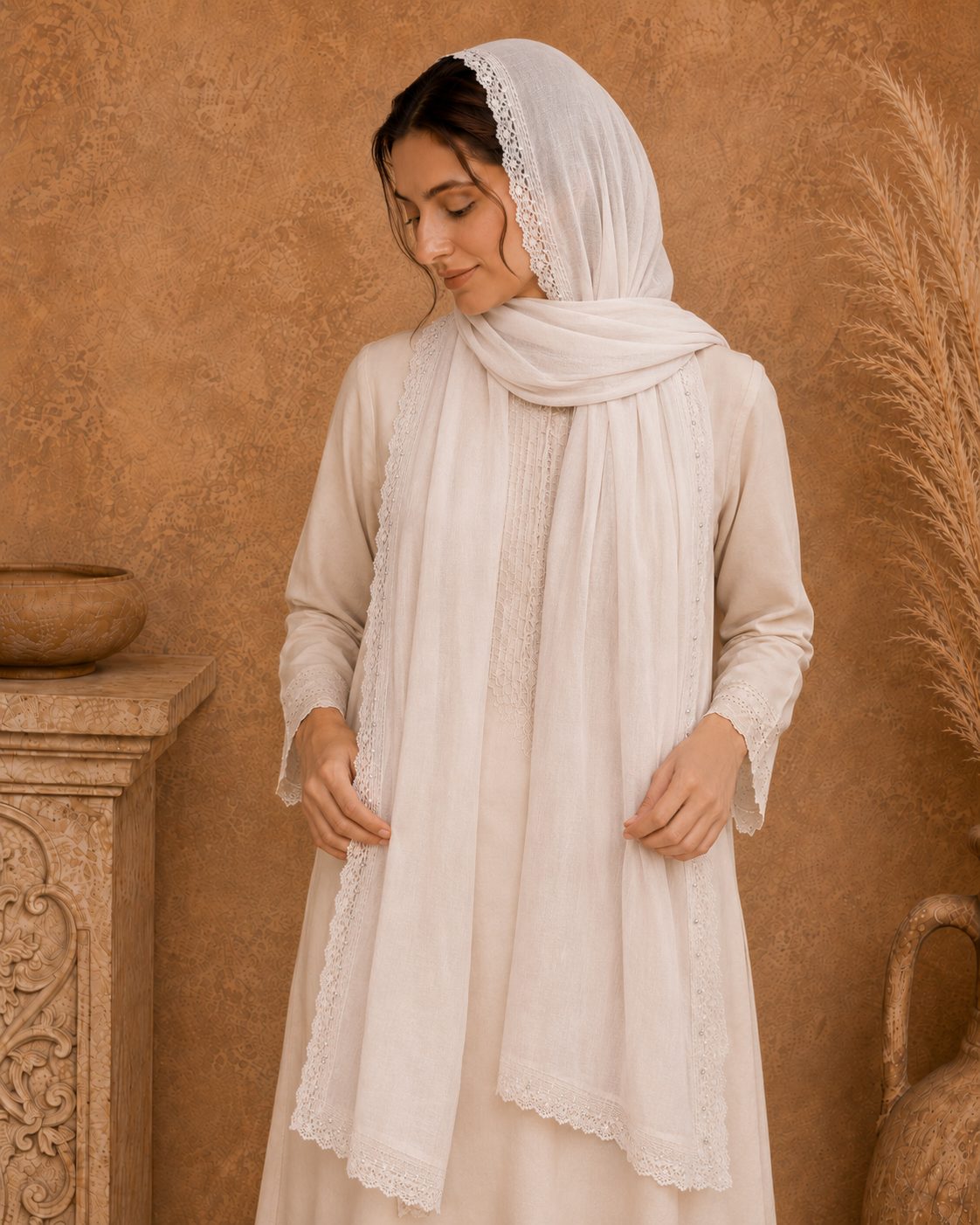 Elegant Pearl  1 piece lawn Scarf