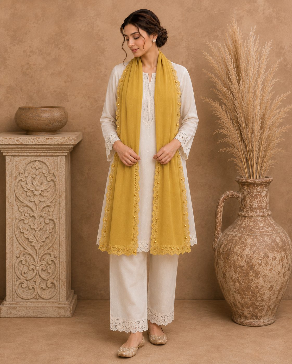 Elegant Pearl  1 piece lawn Scarf