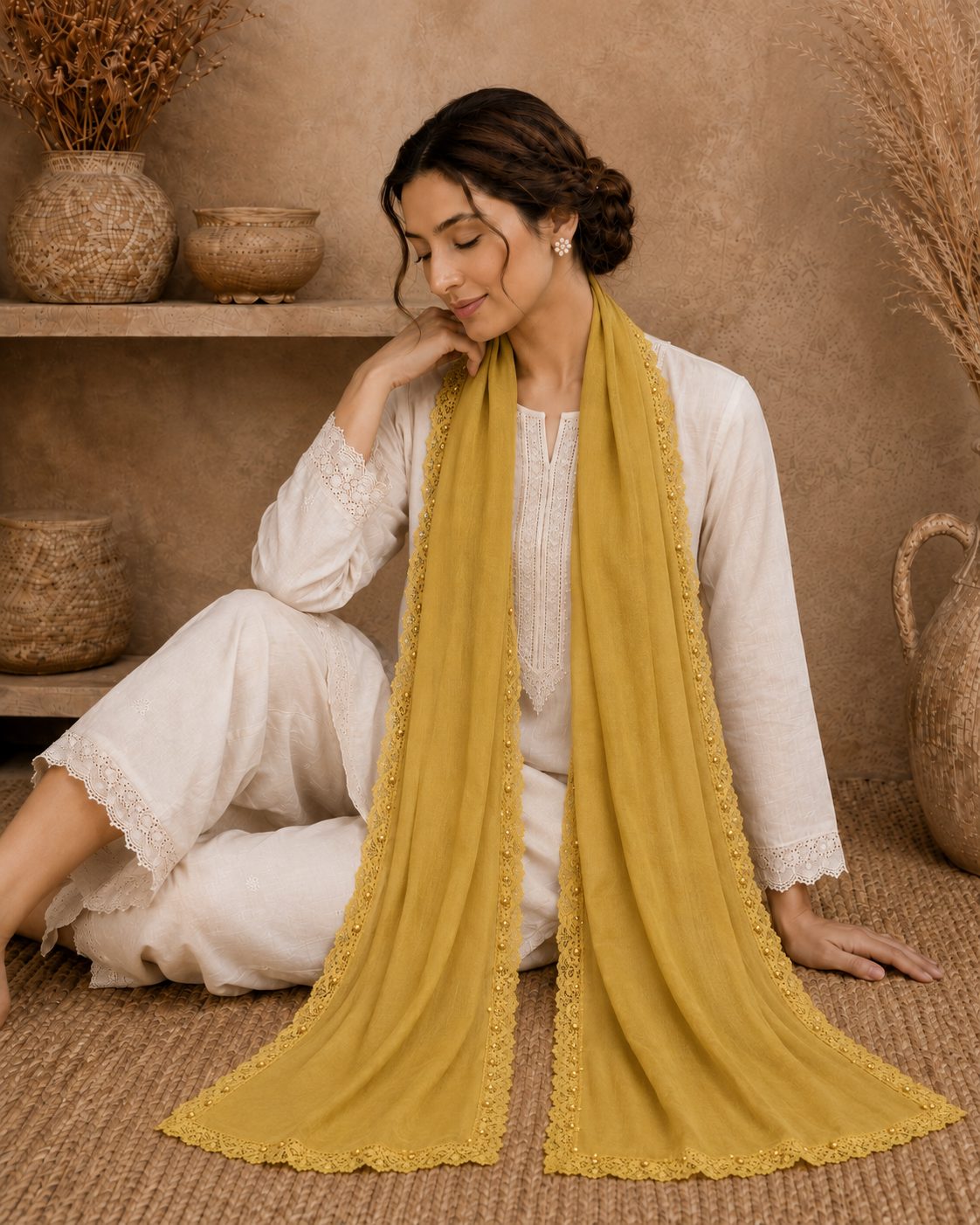 Elegant Pearl  1 piece lawn Scarf