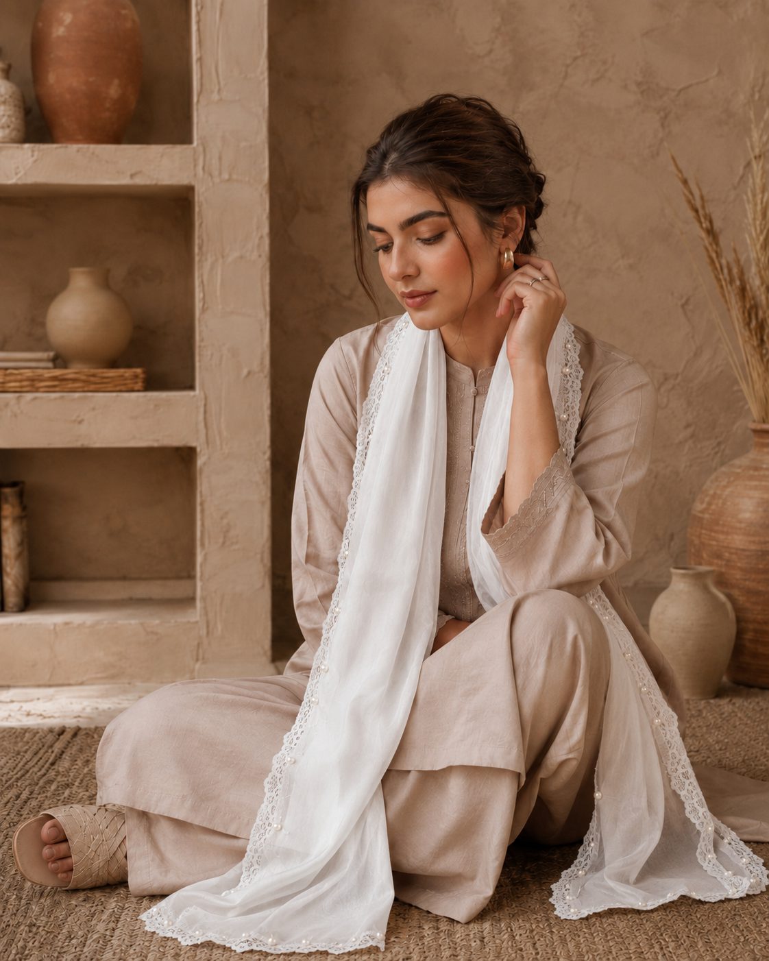 Elegant Pearl  1 piece lawn Scarf