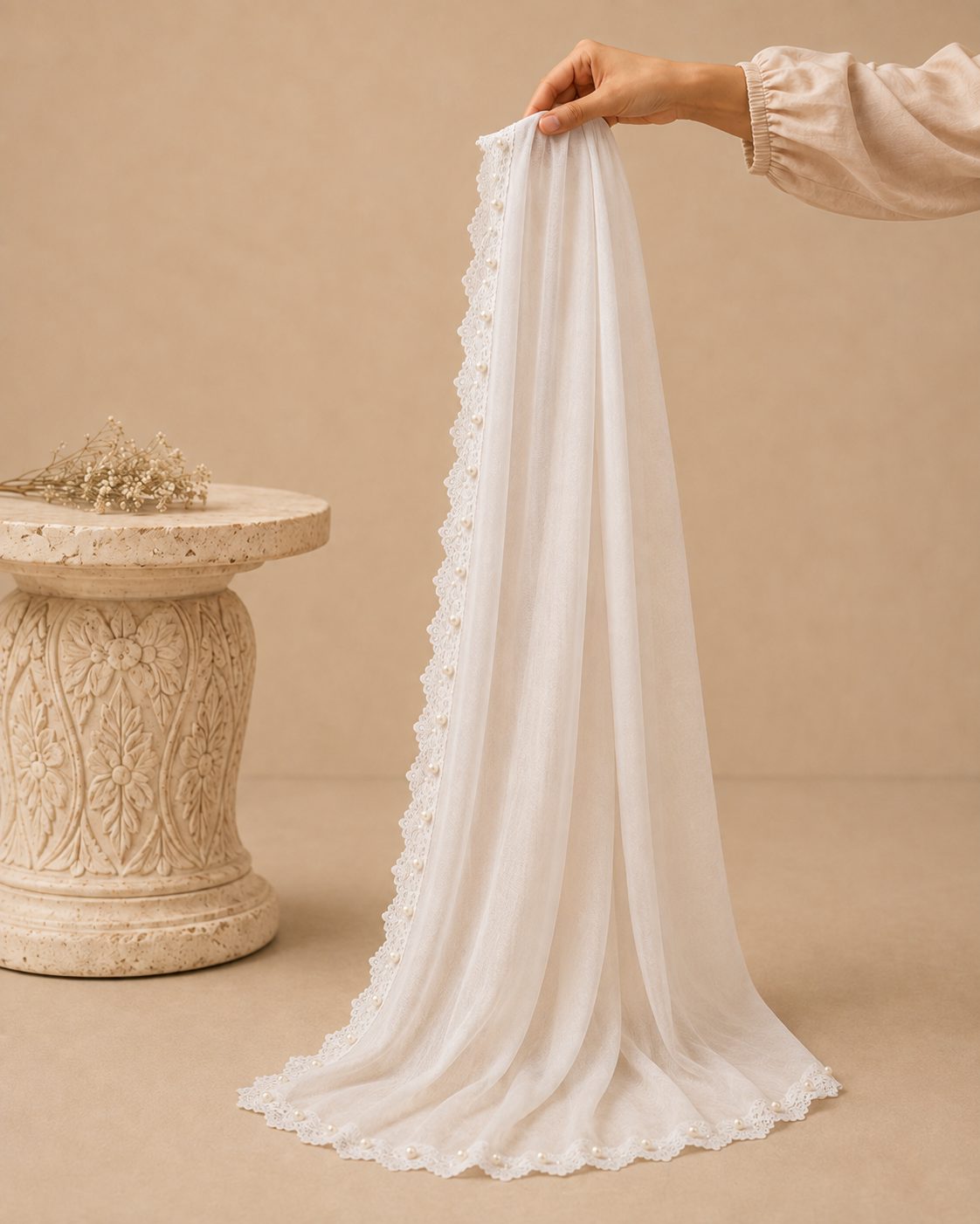 Elegant Pearl  1 piece lawn Scarf