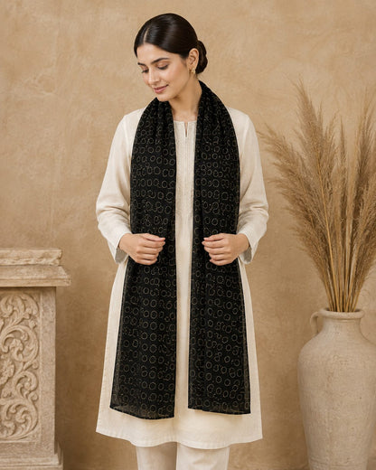 Metallic Doted Circle 1 Piece Chiffon scarf