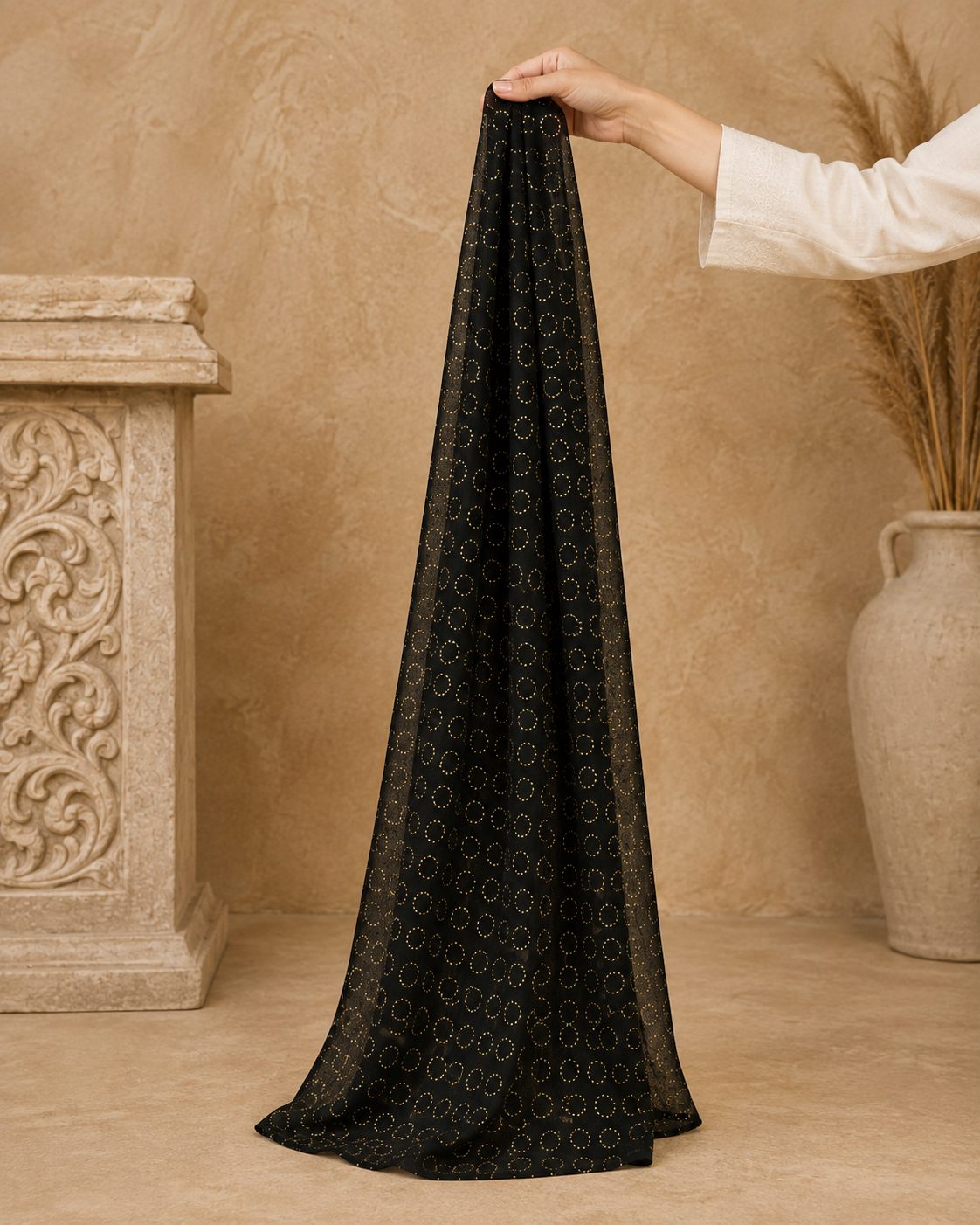 Metallic Doted Circle 1 Piece Chiffon scarf