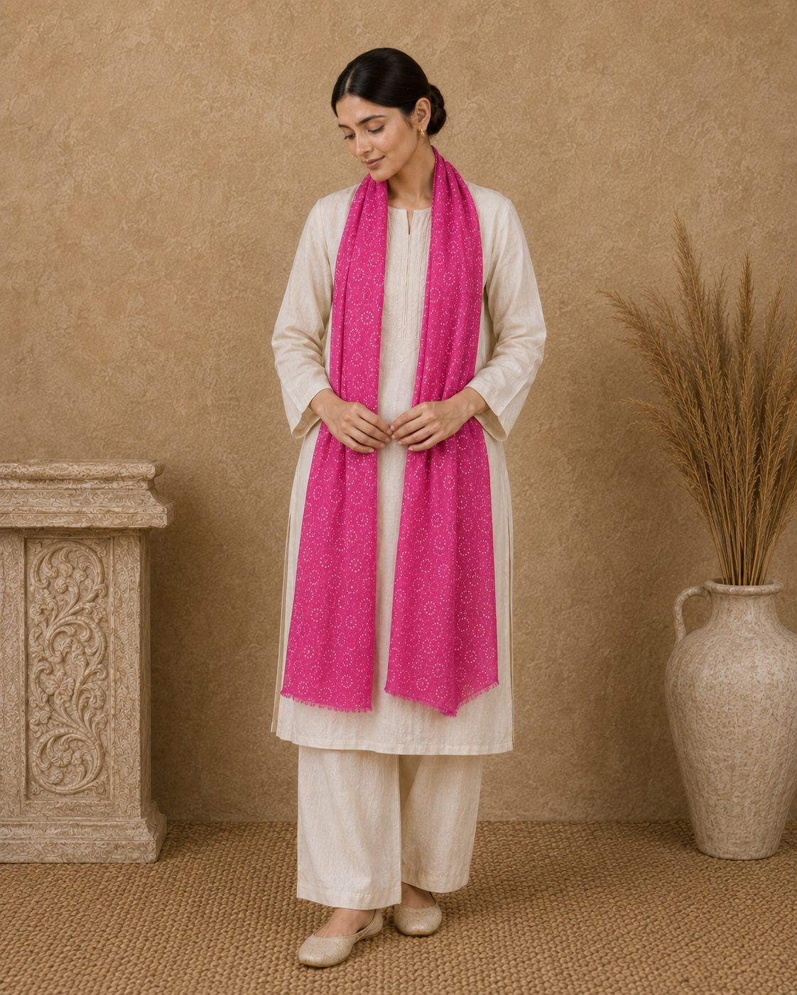 Metallic Doted Circle 1 Piece Chiffon scarf