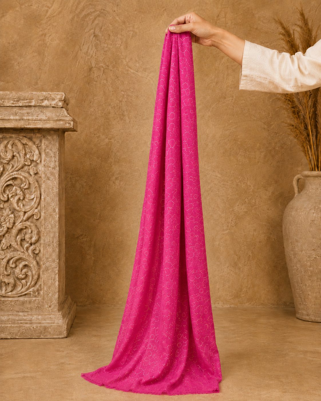 Metallic Doted Circle 1 Piece Chiffon scarf