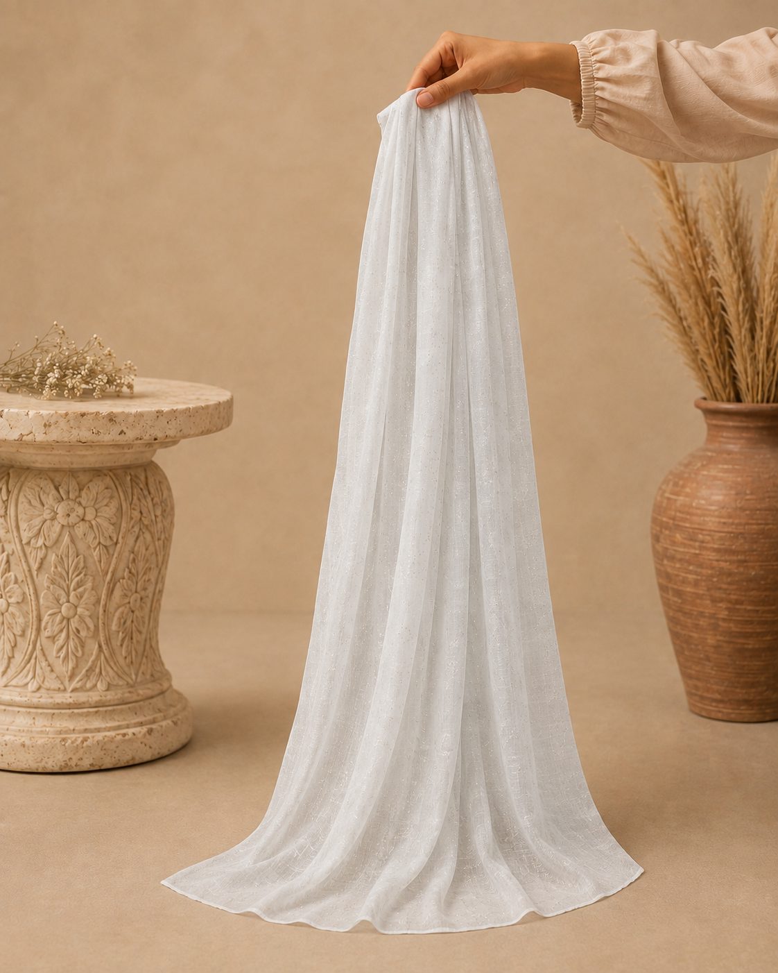 Metallic Doted Circle 1 Piece Chiffon scarf