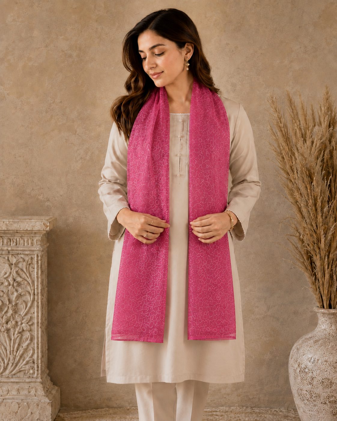 Metallic Doted Circle 1 Piece Chiffon scarf