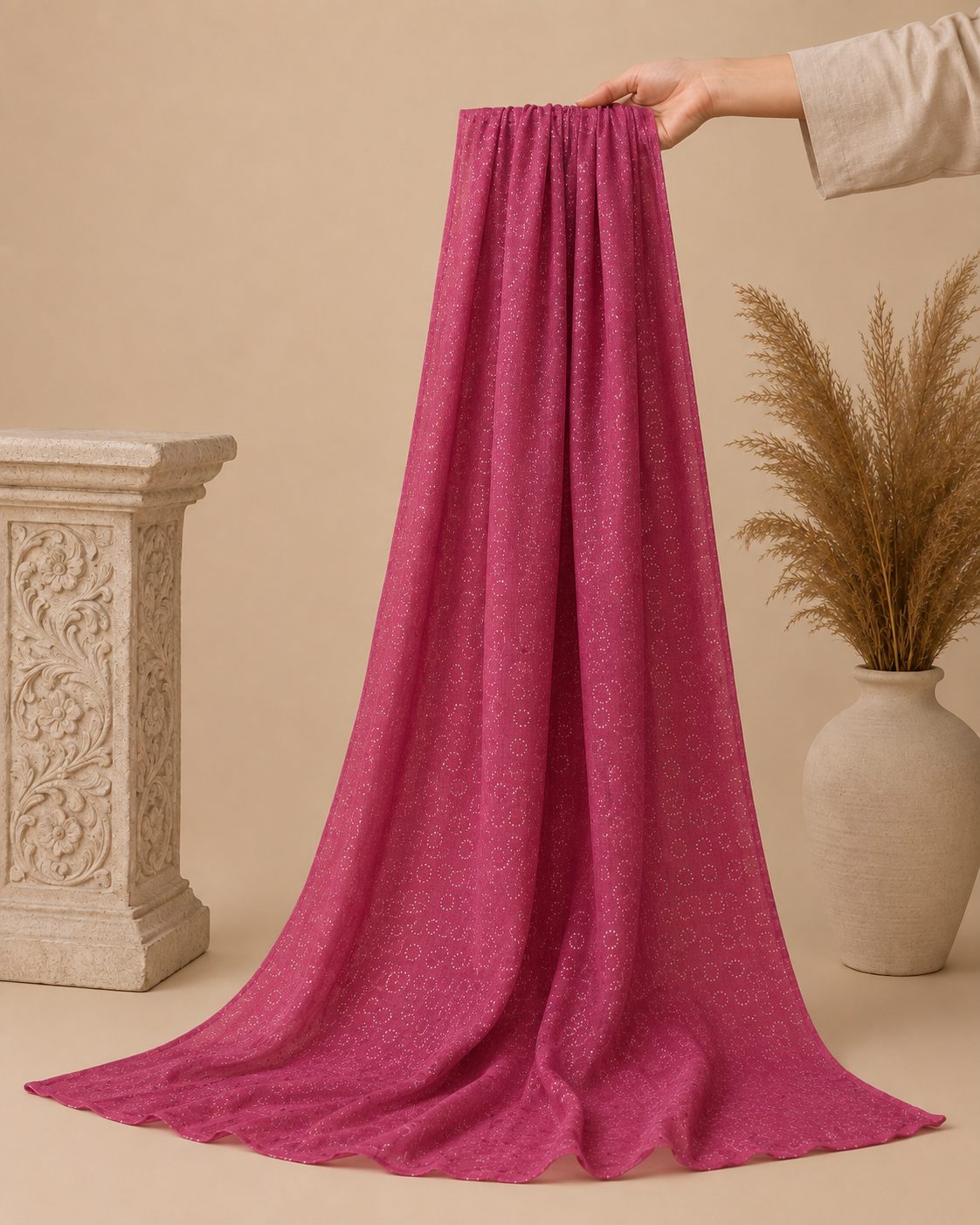 Metallic Doted Circle 1 Piece Chiffon scarf