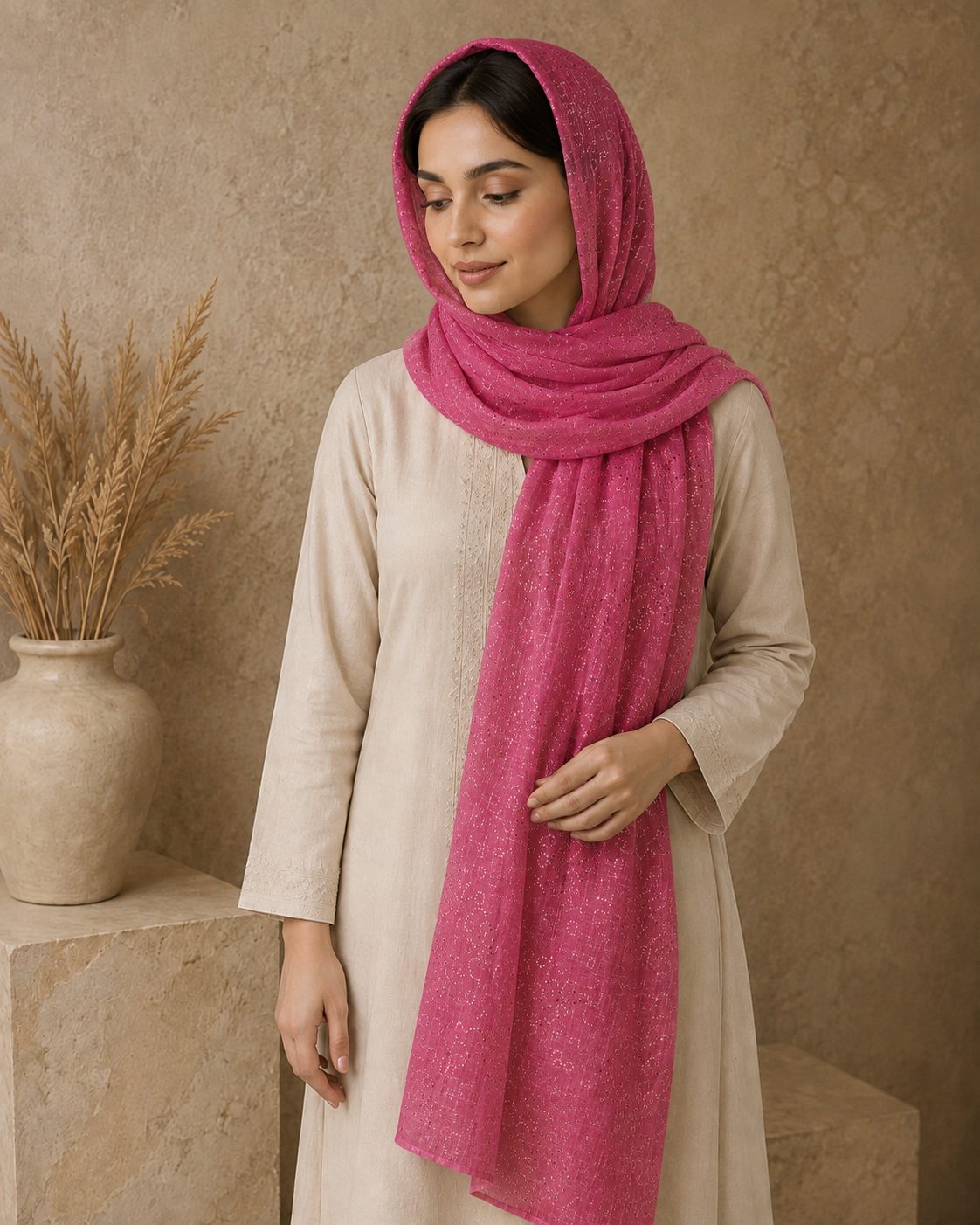 Metallic Doted Circle 1 Piece Chiffon scarf
