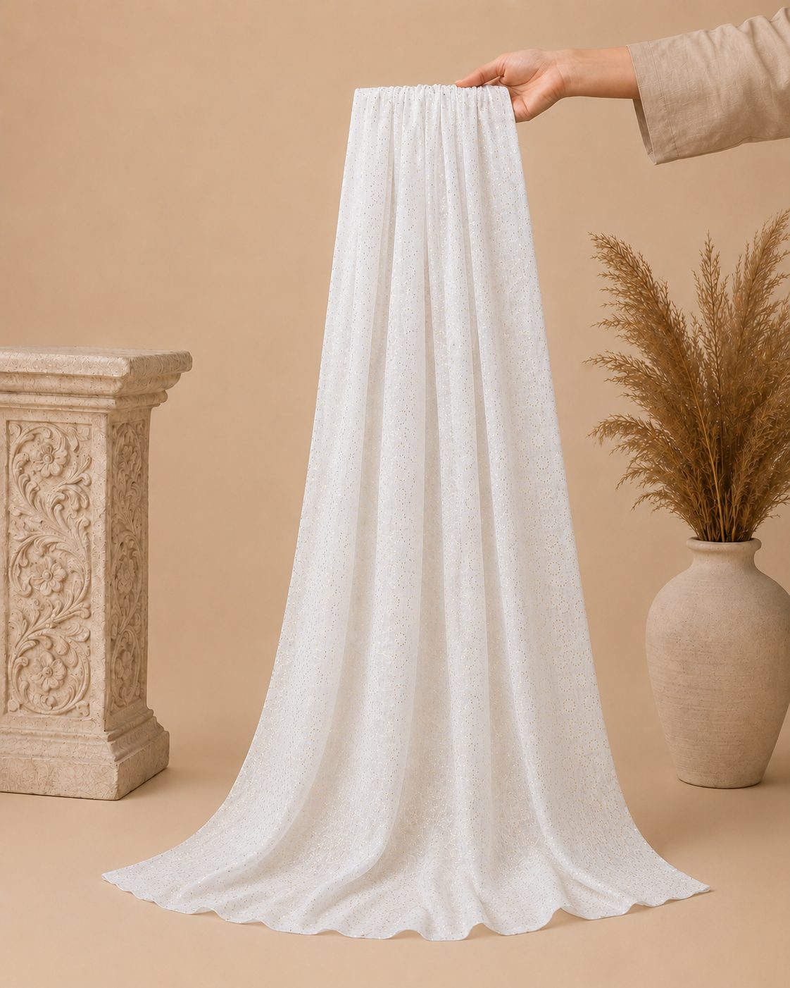 Metallic Doted Circle 1 Piece Chiffon scarf