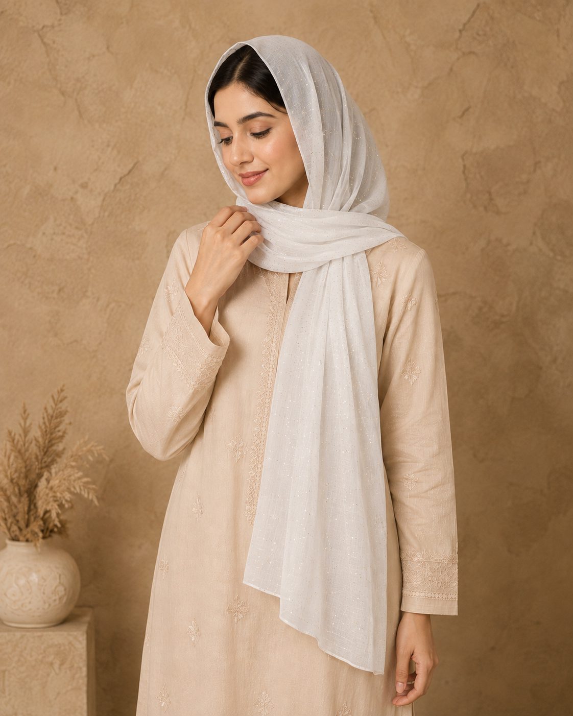 Metallic Doted Circle 1 Piece Chiffon scarf