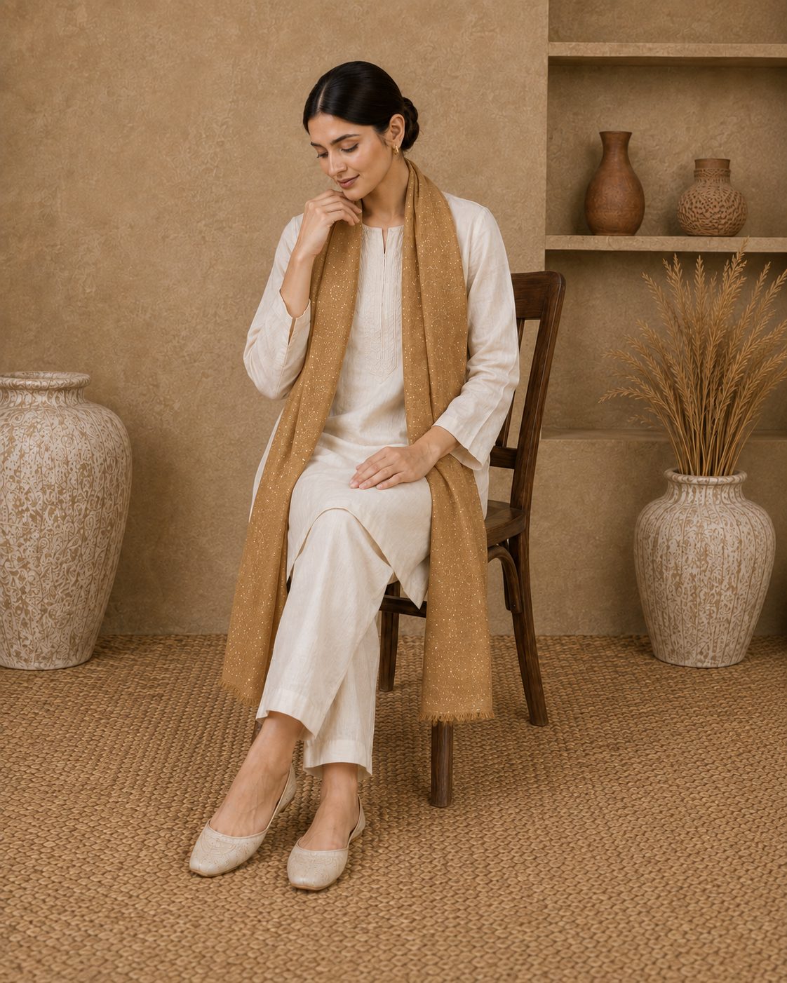 Metallic Doted Circle 1 Piece Chiffon scarf