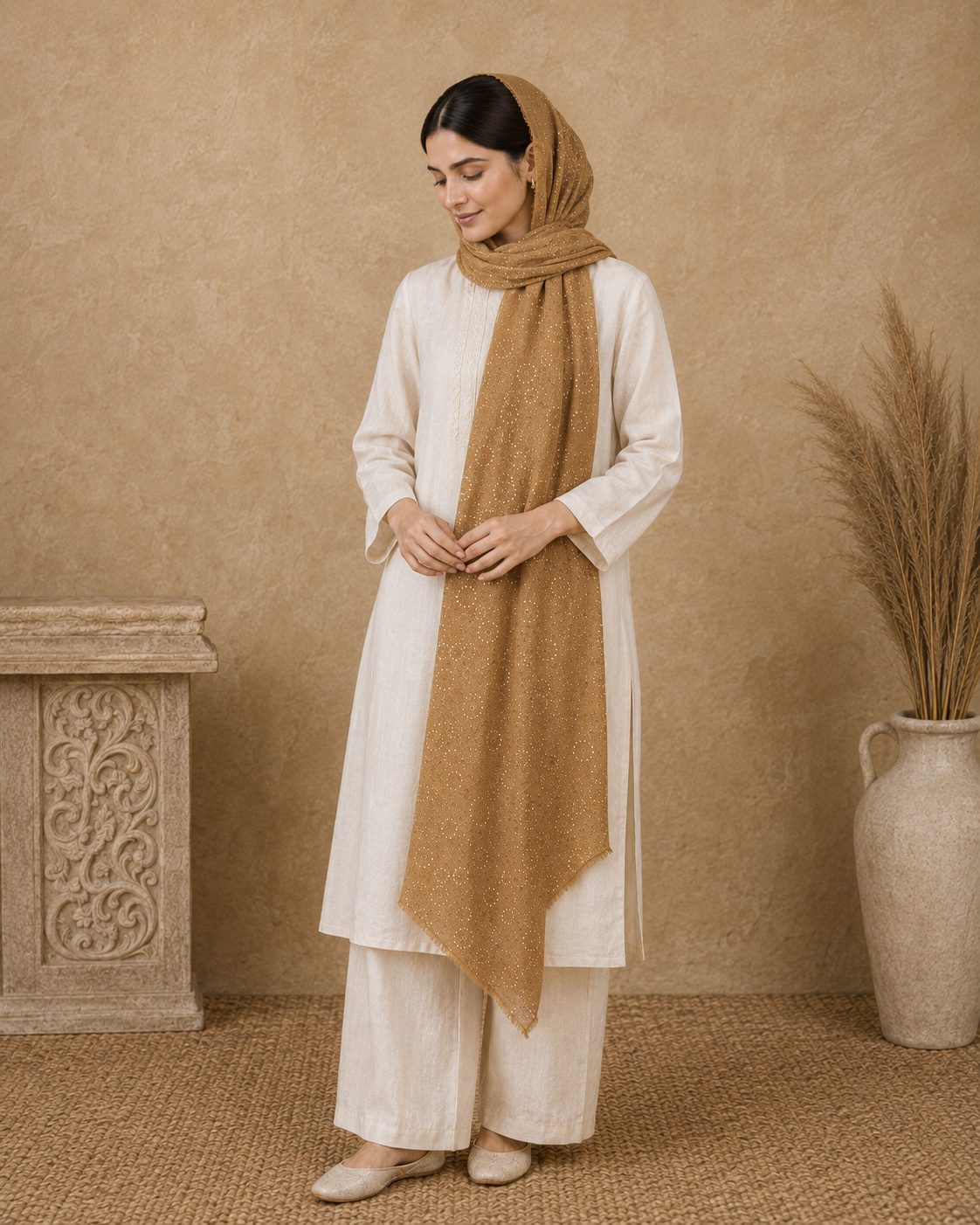 Metallic Doted Circle 1 Piece Chiffon scarf