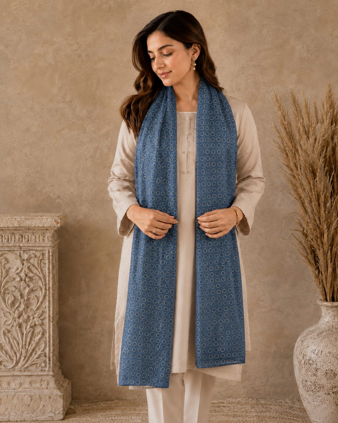 Metallic Doted Circle 1 Piece Chiffon scarf