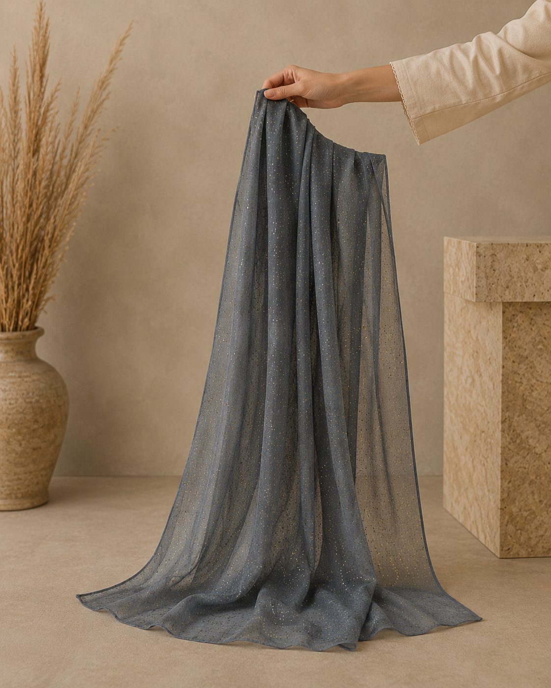Metallic Doted Circle 1 Piece Chiffon scarf