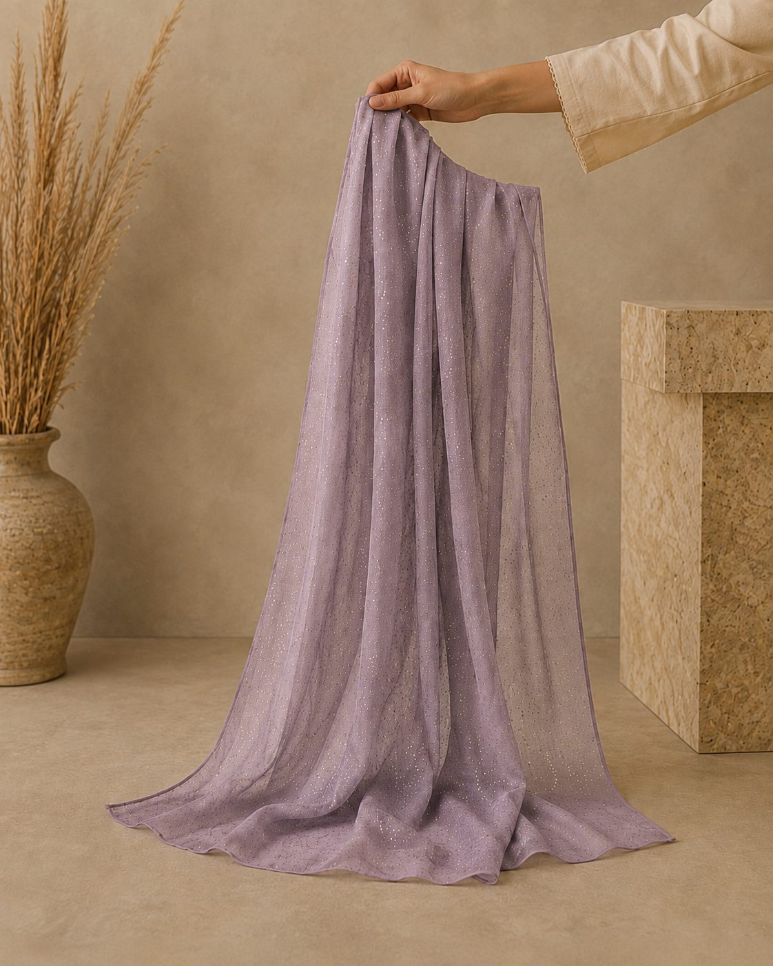 Metallic Doted Circle 1 Piece Chiffon scarf