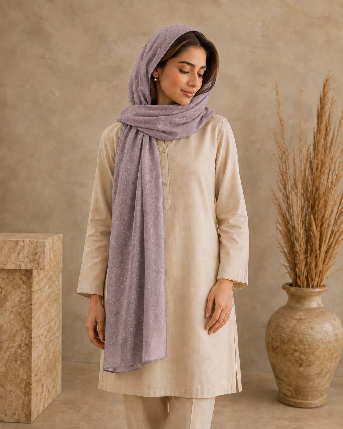 Metallic Doted Circle 1 Piece Chiffon scarf