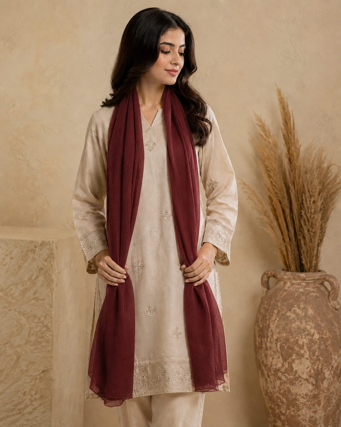 Essential Plain 1 piece lawn Scarf