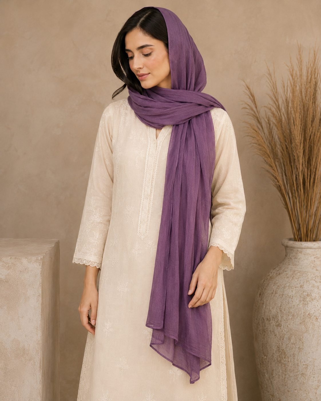 Essential Plain 1 piece lawn Scarf
